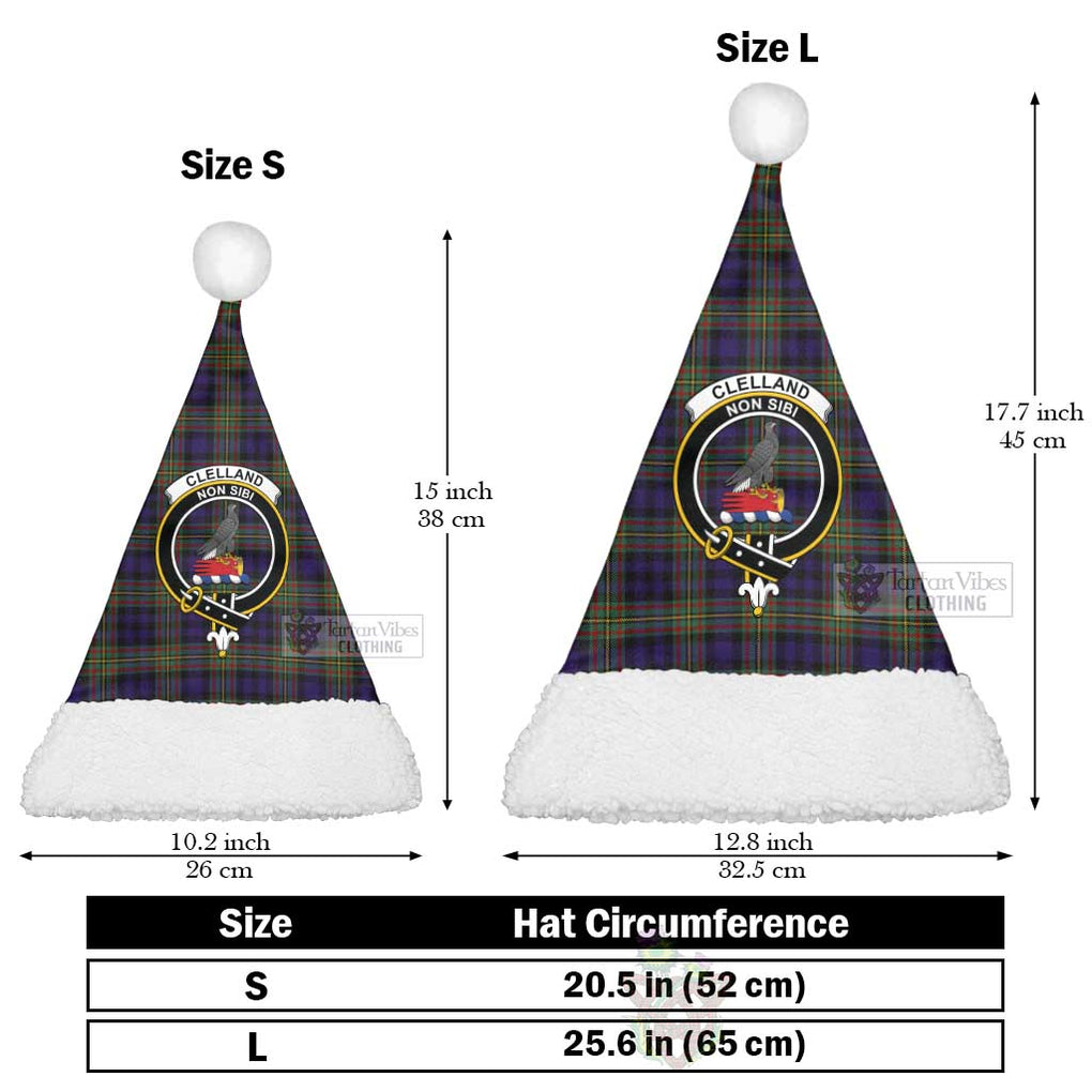 Clelland Tartan Christmas Santa Hats with Family Crest Christmas Hat L 25.6in (65cm) - Tartan Vibes Clothing