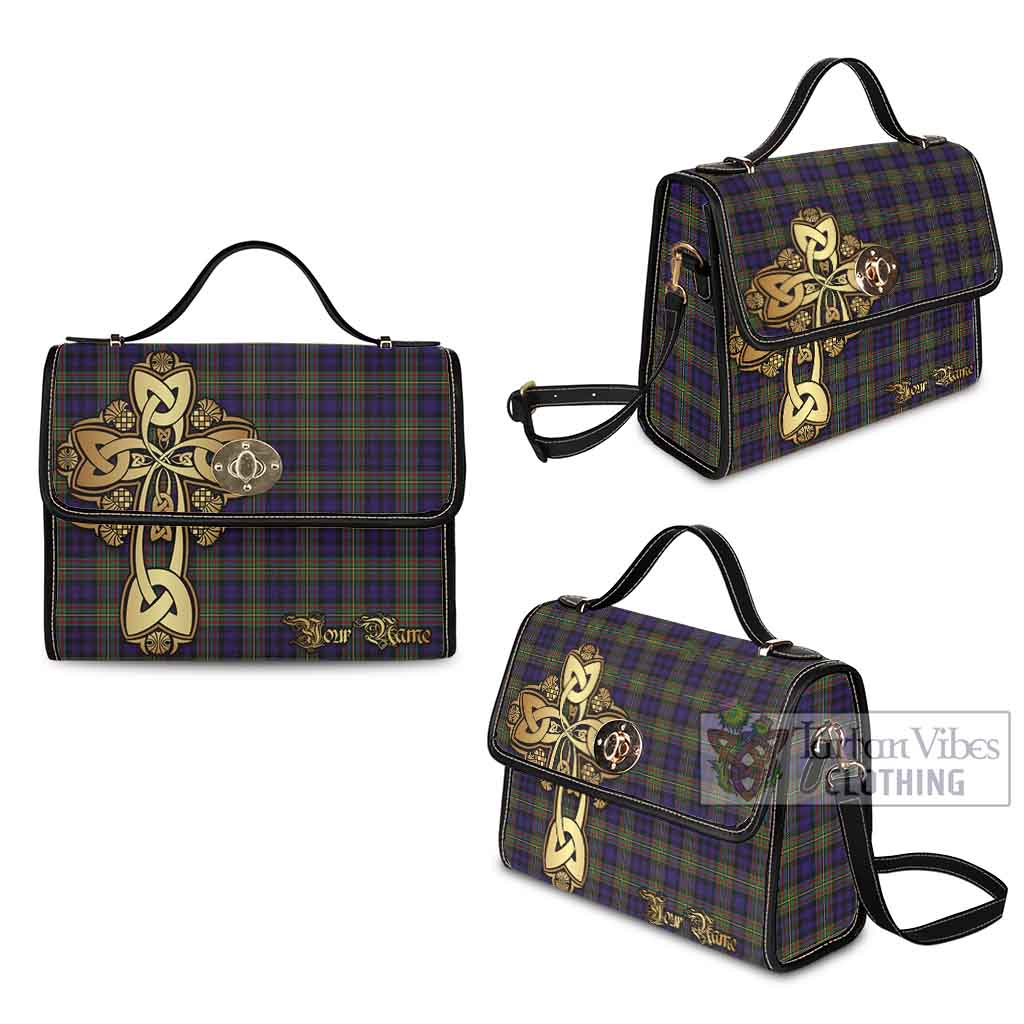 Tartan Vibes Clothing Clelland Tartan Waterproof Canvas Bag Golden Thistle Celtic Cross Style