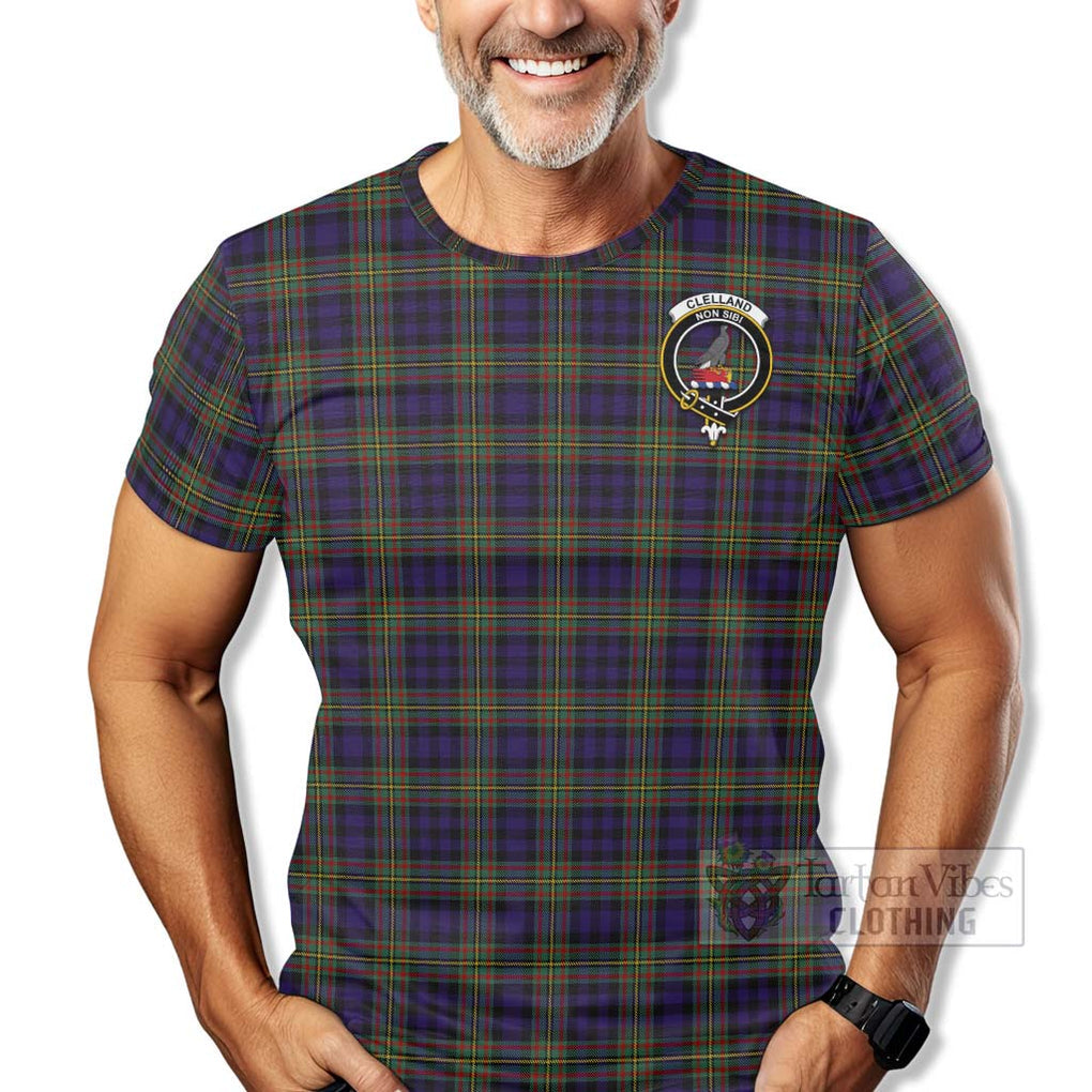Clelland Tartan T-Shirt with Family Crest Celtic Skull Style - Tartan Vibes Clothing
