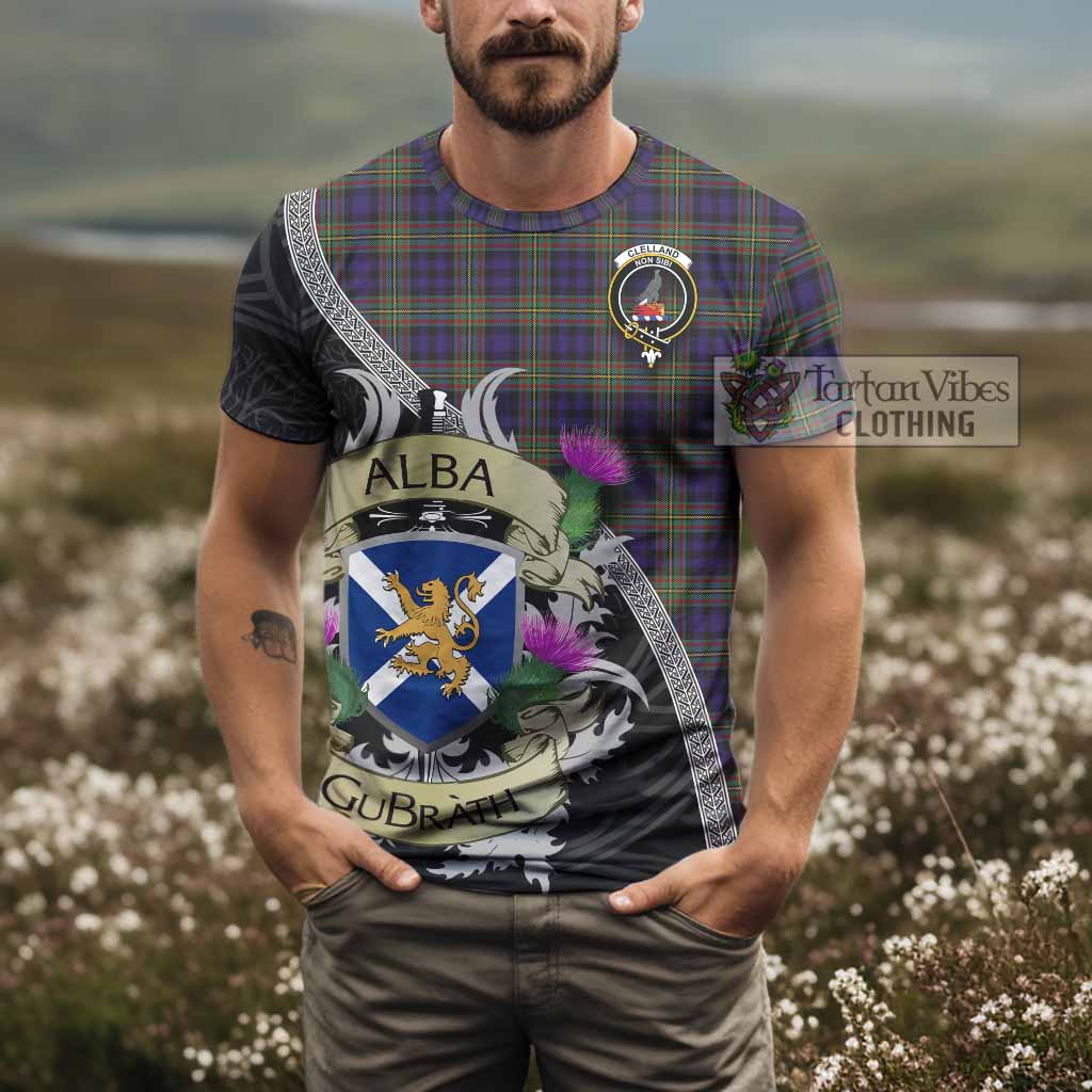 Clelland Tartan Family Crest T-Shirt Lion Rampant Royal Thistle Shield Celtic Inspired - Tartan Vibes Clothing