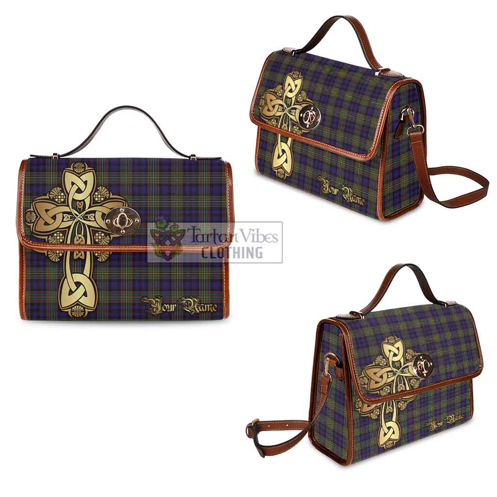 Tartan Vibes Clothing Clelland Tartan Waterproof Canvas Bag Golden Thistle Celtic Cross Style