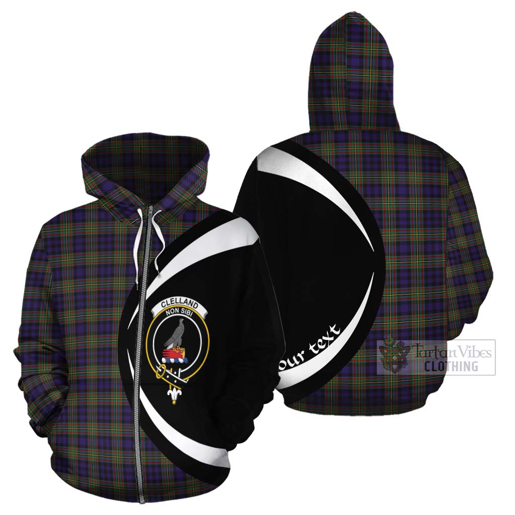 Clelland Tartan Cotton Hoodie with Family Crest Circle Style - Tartan Vibes Clothing