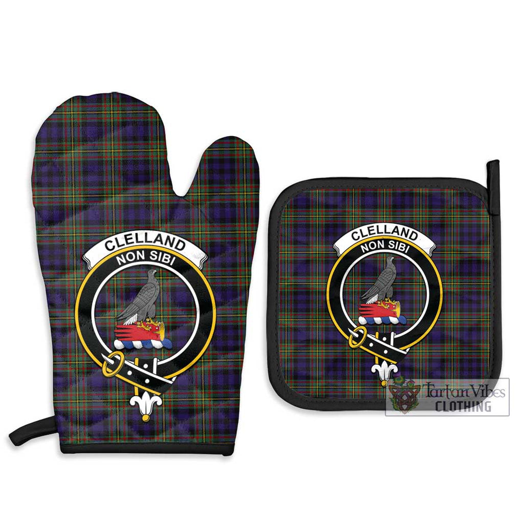 Clelland Tartan Combo Oven Mitt & Pot-Holder with Family Crest - Tartan Vibes Clothing