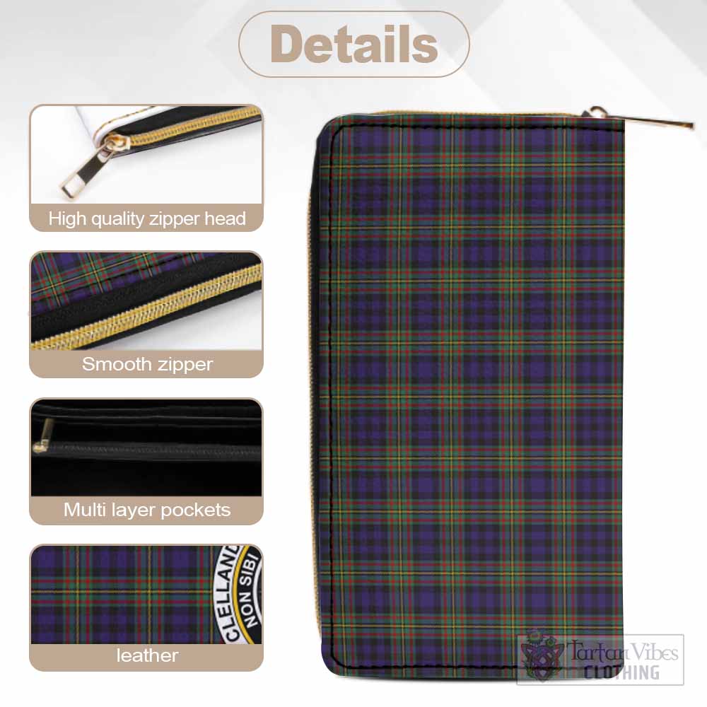 Clelland Tartan Women's Leather Wallet with Family Crest - Tartan Vibes Clothing