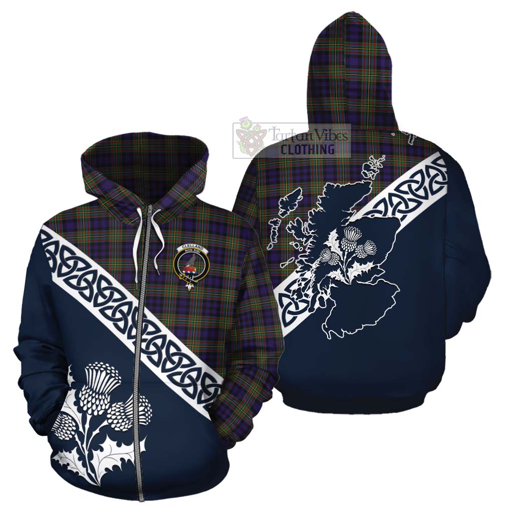 Clelland Tartan Cotton Hoodie Featuring Thistle and Scotland Map - Tartan Vibes Clothing