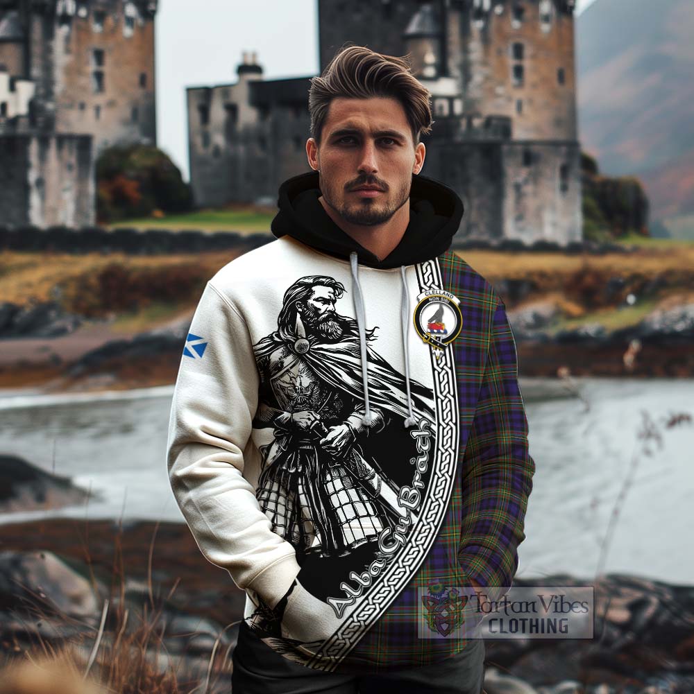 Clelland Tartan Clan Crest Cotton Hoodie with Highlander Warrior Celtic Style - Tartan Vibes Clothing