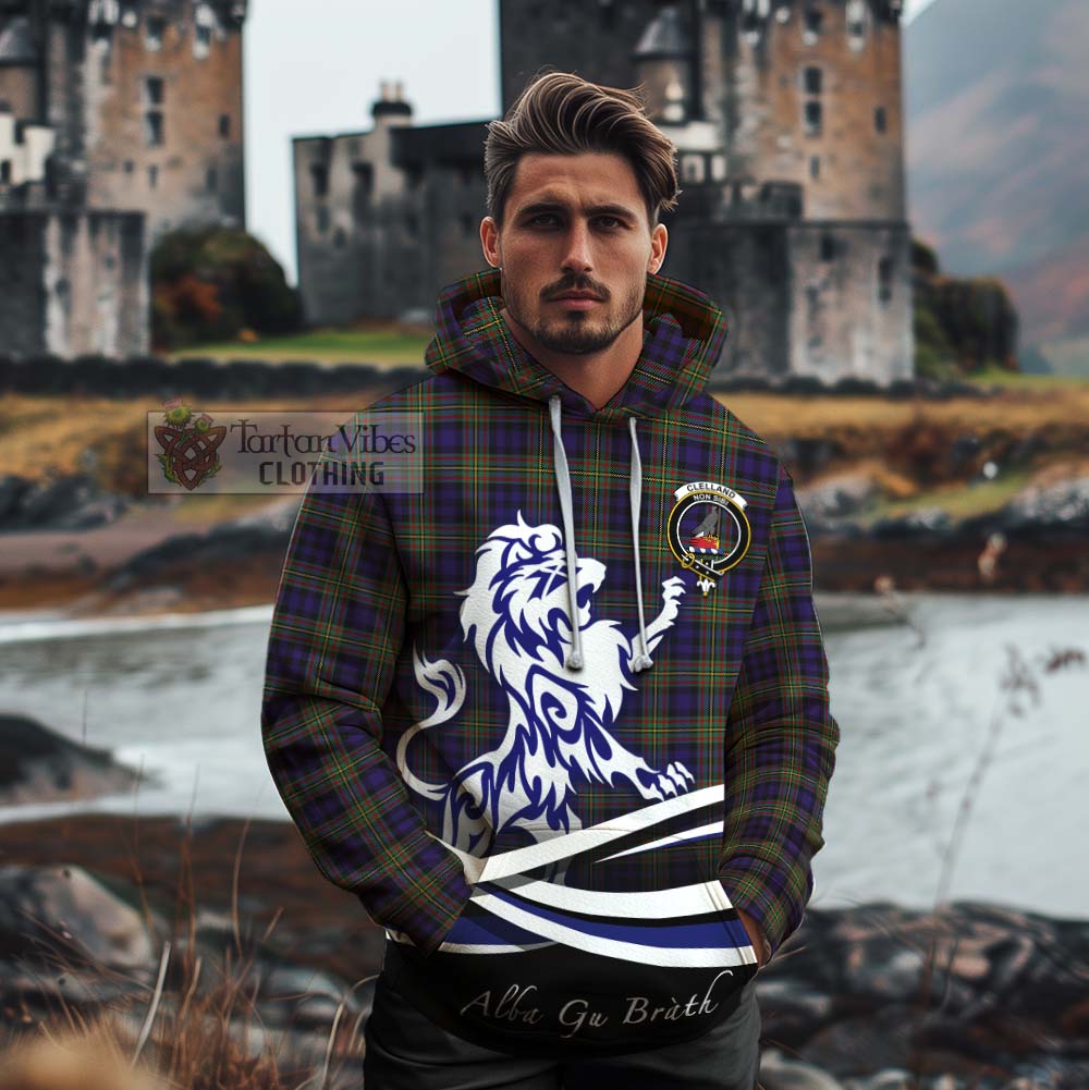 Clelland Tartan Cotton Hoodie with Alba Gu Brath Regal Lion Emblem - Tartan Vibes Clothing