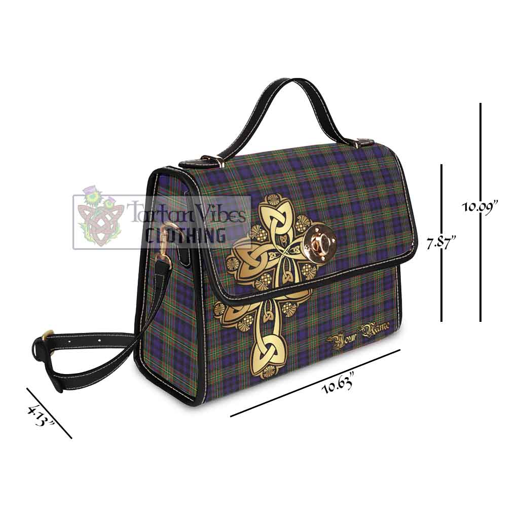 Tartan Vibes Clothing Clelland Tartan Waterproof Canvas Bag Golden Thistle Celtic Cross Style