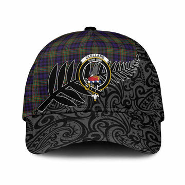 Clelland Crest Tartan Classic Cap with New Zealand Silver Fern Half Style
