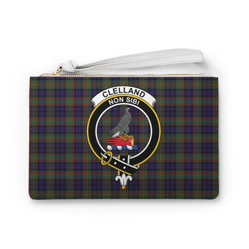 Tartan Vibes Clothing Clelland Family Crest Tartan Clutch Bag
