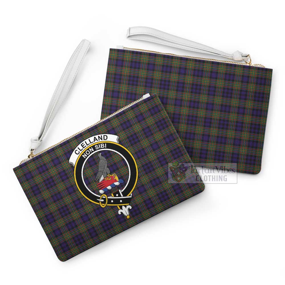 Tartan Vibes Clothing Clelland Family Crest Tartan Clutch Bag