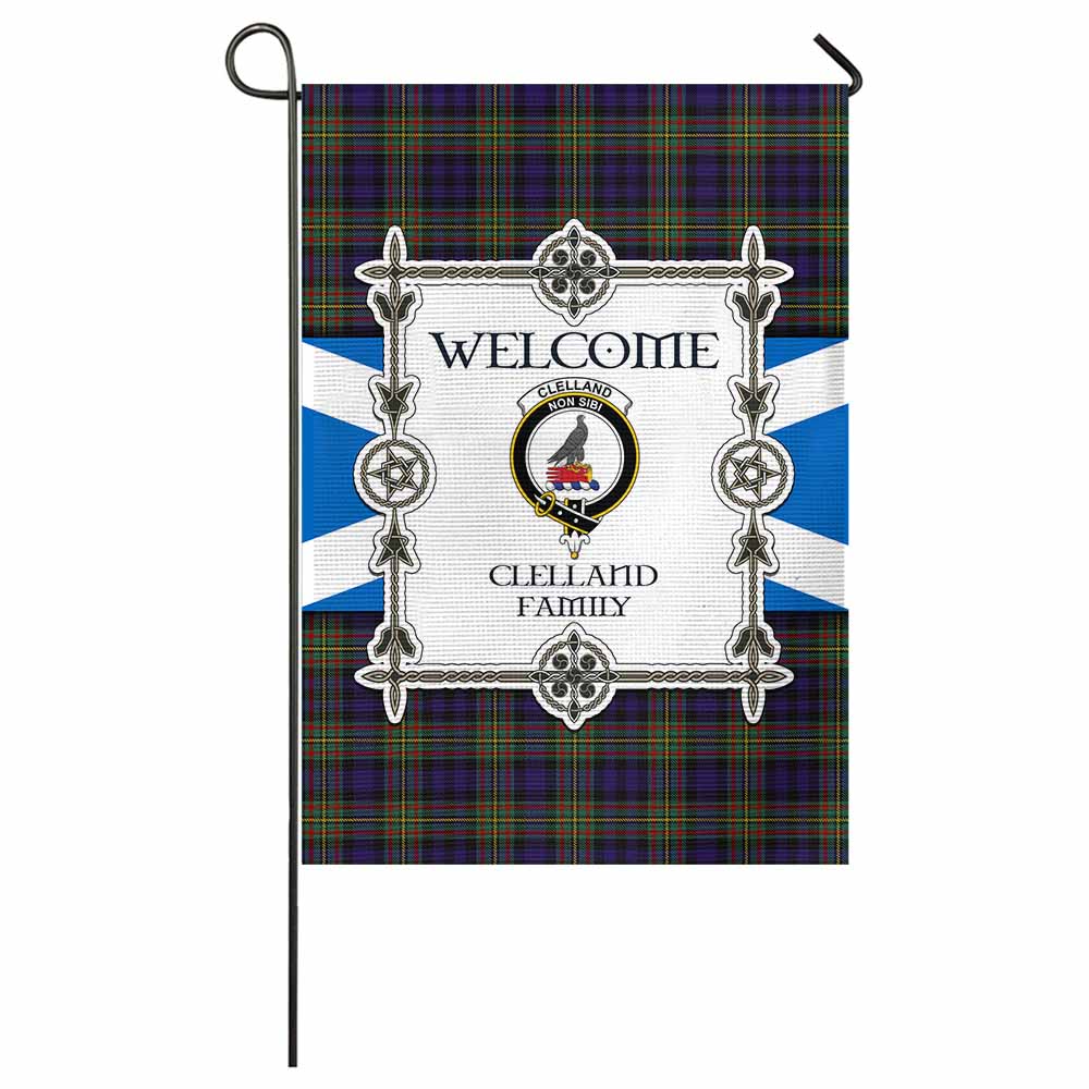 Clelland Family Crest Tartan Welcome Garden Flag Saltire Harmony Style - Tartan Vibes Clothing