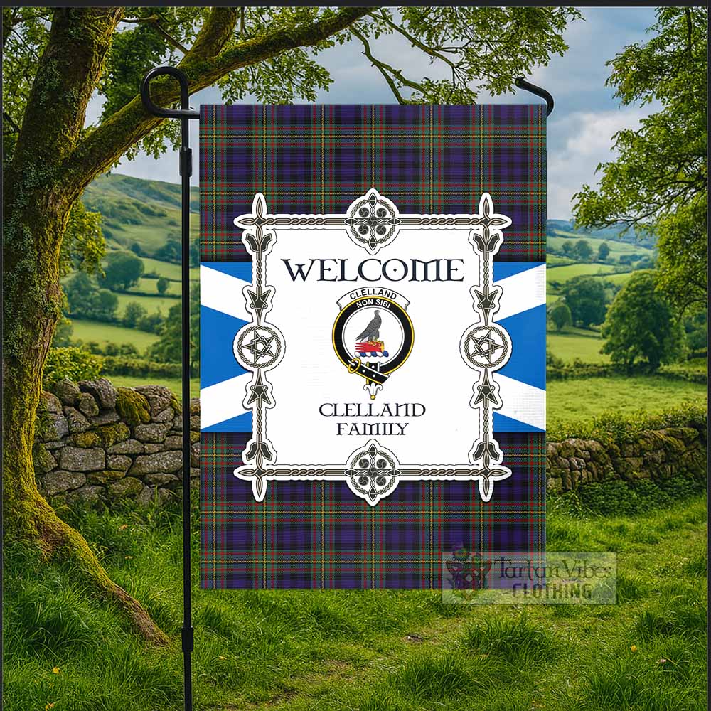 Clelland Family Crest Tartan Welcome Garden Flag Saltire Harmony Style - Tartan Vibes Clothing