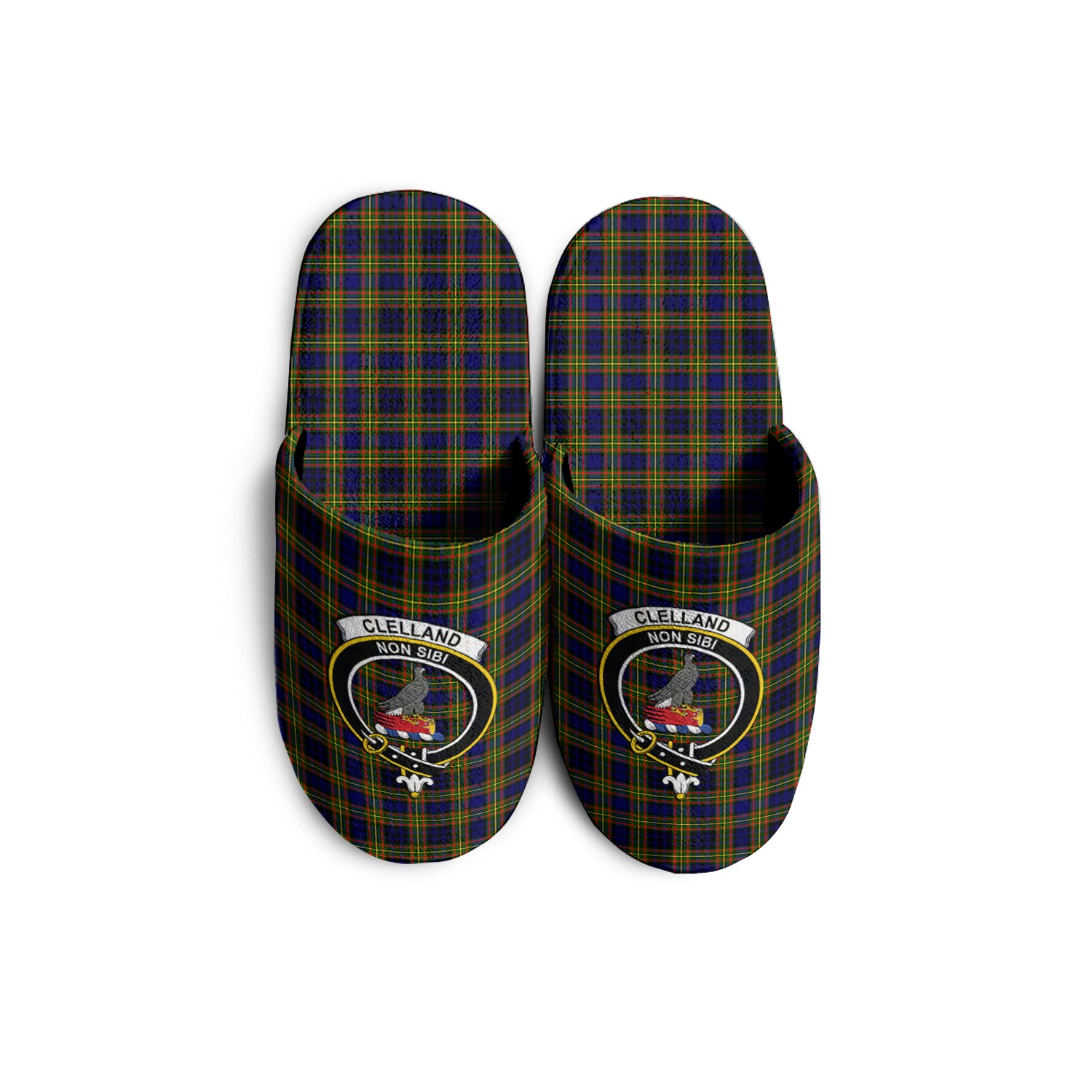 Clelland Modern Tartan Home Slippers with Family Crest - Tartanvibesclothing