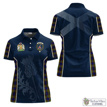 Clelland Modern Tartan Women's Polo Shirt with Family Crest and Scottish Thistle Vibes Sport Style