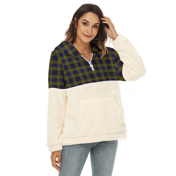 Clelland Modern Tartan Half Style Women's Borg Fleece Hoodie with Half Zip