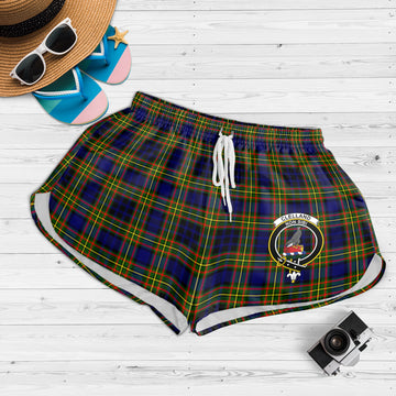 Clelland Modern Tartan Womens Shorts with Family Crest
