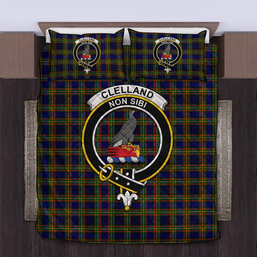 Clelland Modern Tartan Quilt Bed Set with Family Crest Twin - Tartan Vibes Clothing
