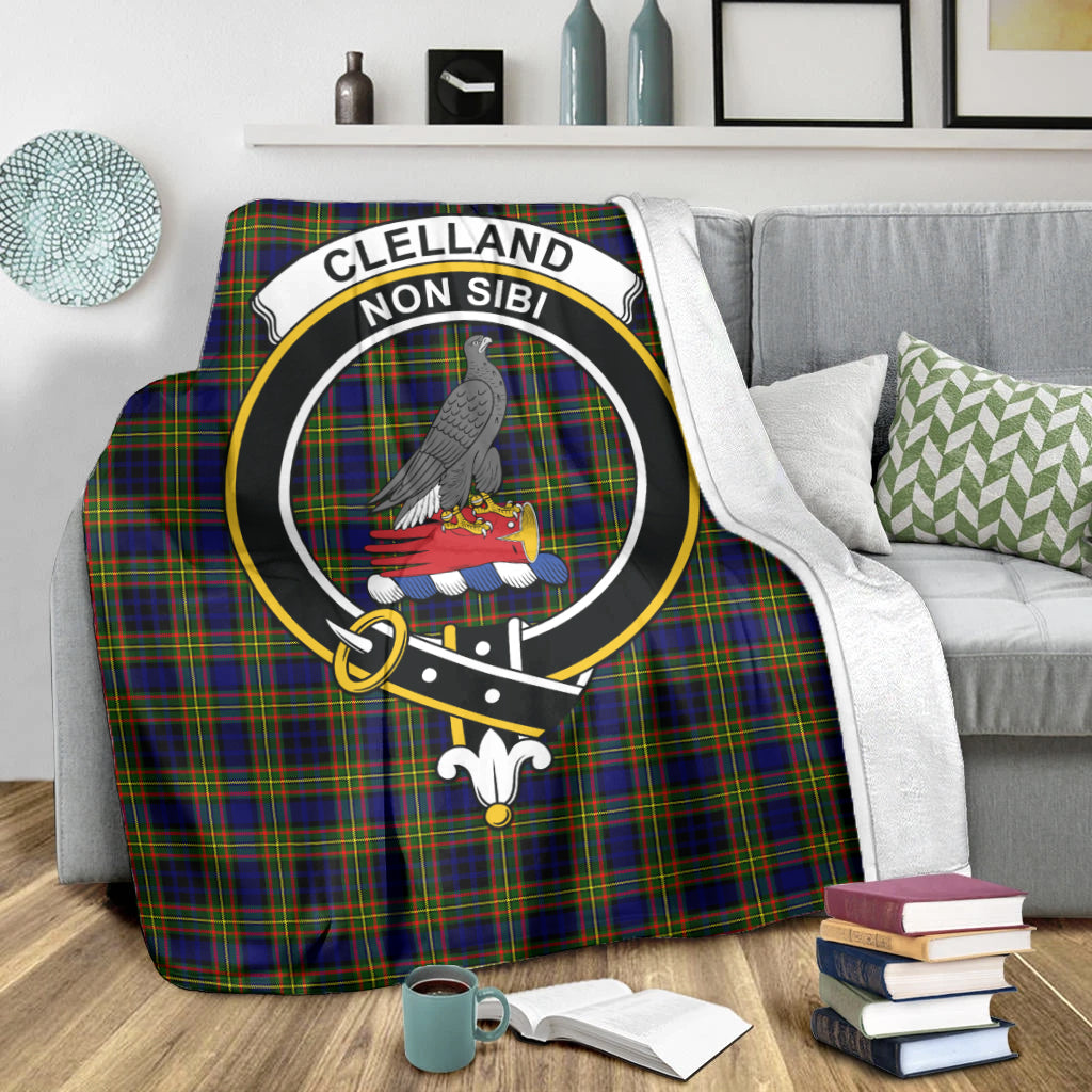 clelland-modern-tartab-blanket-with-family-crest