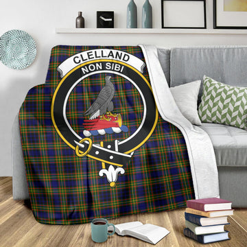 Clelland Modern Tartan Blanket with Family Crest