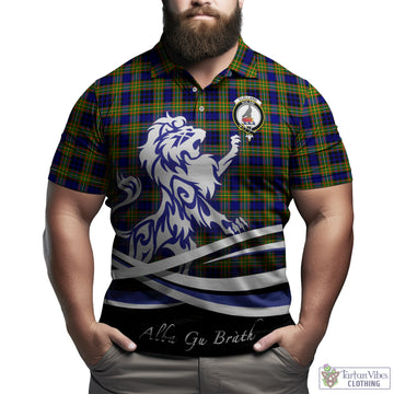 Clelland Modern Tartan Polo Shirt with Alba Gu Brath Regal Lion Emblem