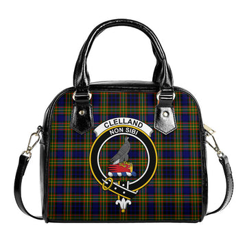 Clelland Modern Tartan Shoulder Handbags with Family Crest