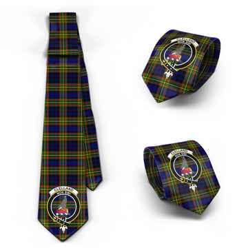 Clelland Modern Tartan Classic Necktie with Family Crest