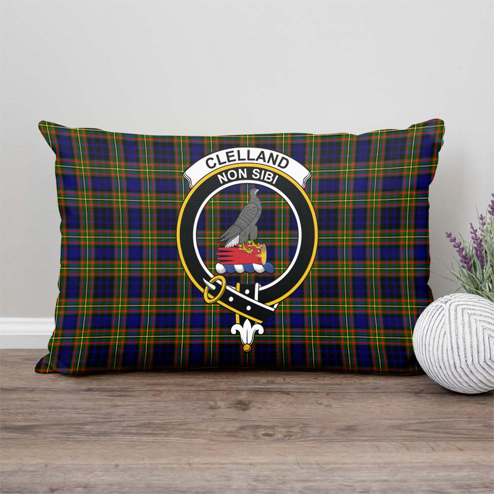 Clelland Modern Tartan Pillow Cover with Family Crest Rectangle Pillow Cover - Tartanvibesclothing