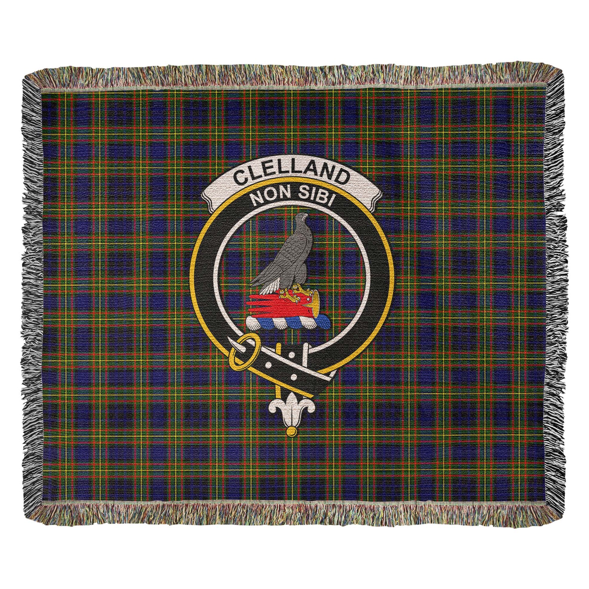 Tartan Vibes Clothing Clelland Modern Tartan Woven Blanket with Family Crest