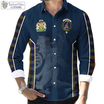 Clelland Modern Tartan Long Sleeve Button Up Shirt with Family Crest and Lion Rampant Vibes Sport Style