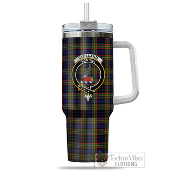 Clelland Modern Tartan and Family Crest Tumbler with Handle