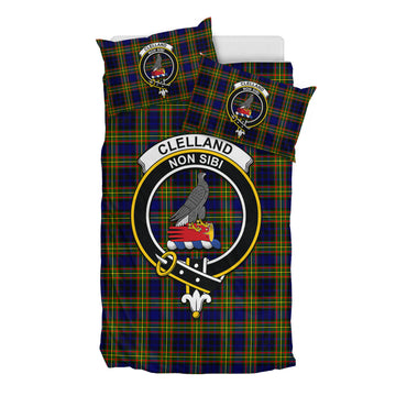 Clelland Modern Tartan Bedding Set with Family Crest