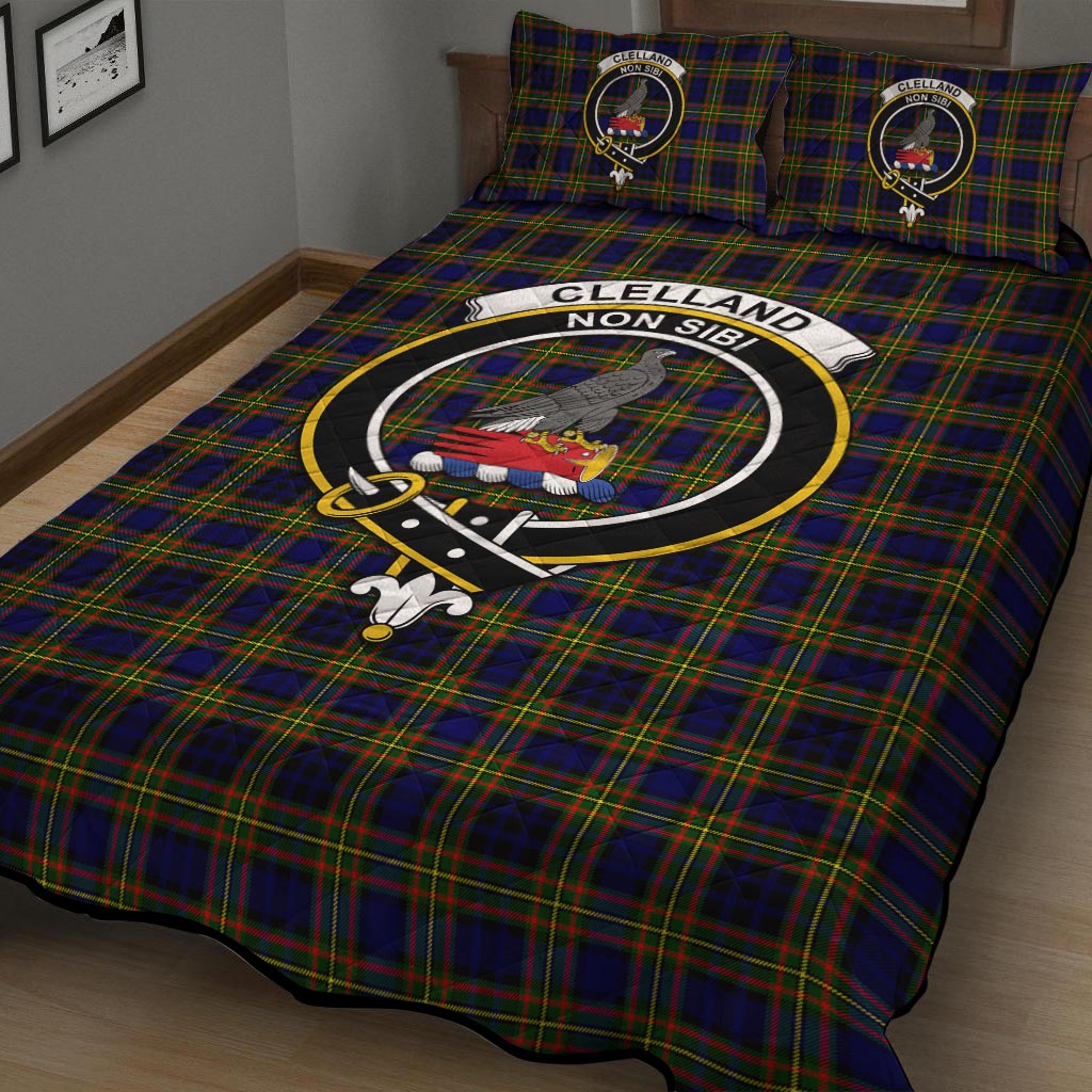 Clelland Modern Tartan Quilt Bed Set with Family Crest - Tartan Vibes Clothing