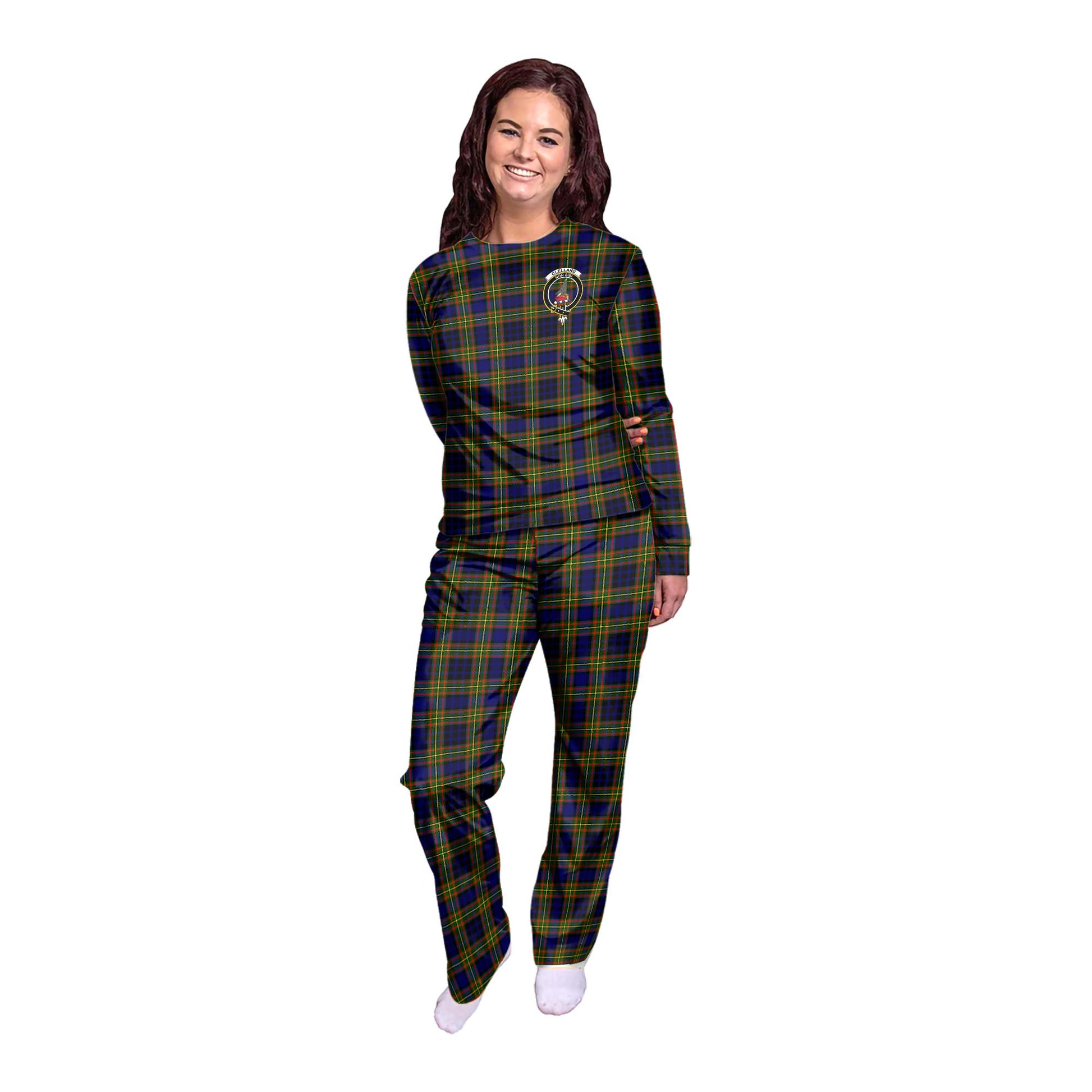 Clelland Modern Tartan Pajamas Family Set with Family Crest - Tartan Vibes Clothing