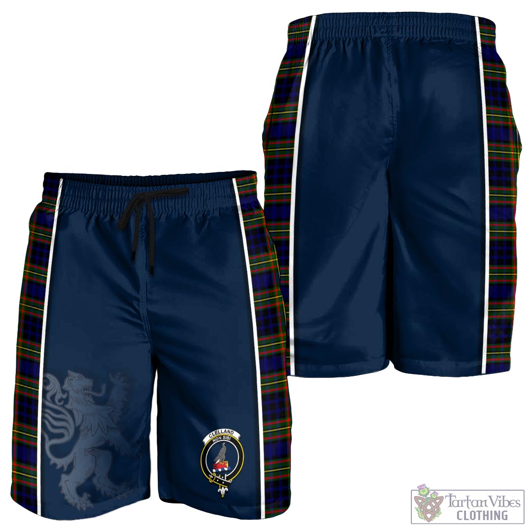Tartan Vibes Clothing Clelland Modern Tartan Men's Shorts with Family Crest and Lion Rampant Vibes Sport Style