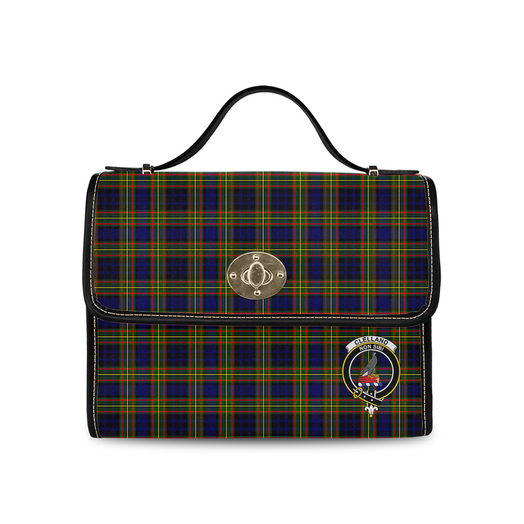 clelland-modern-tartan-leather-strap-waterproof-canvas-bag-with-family-crest