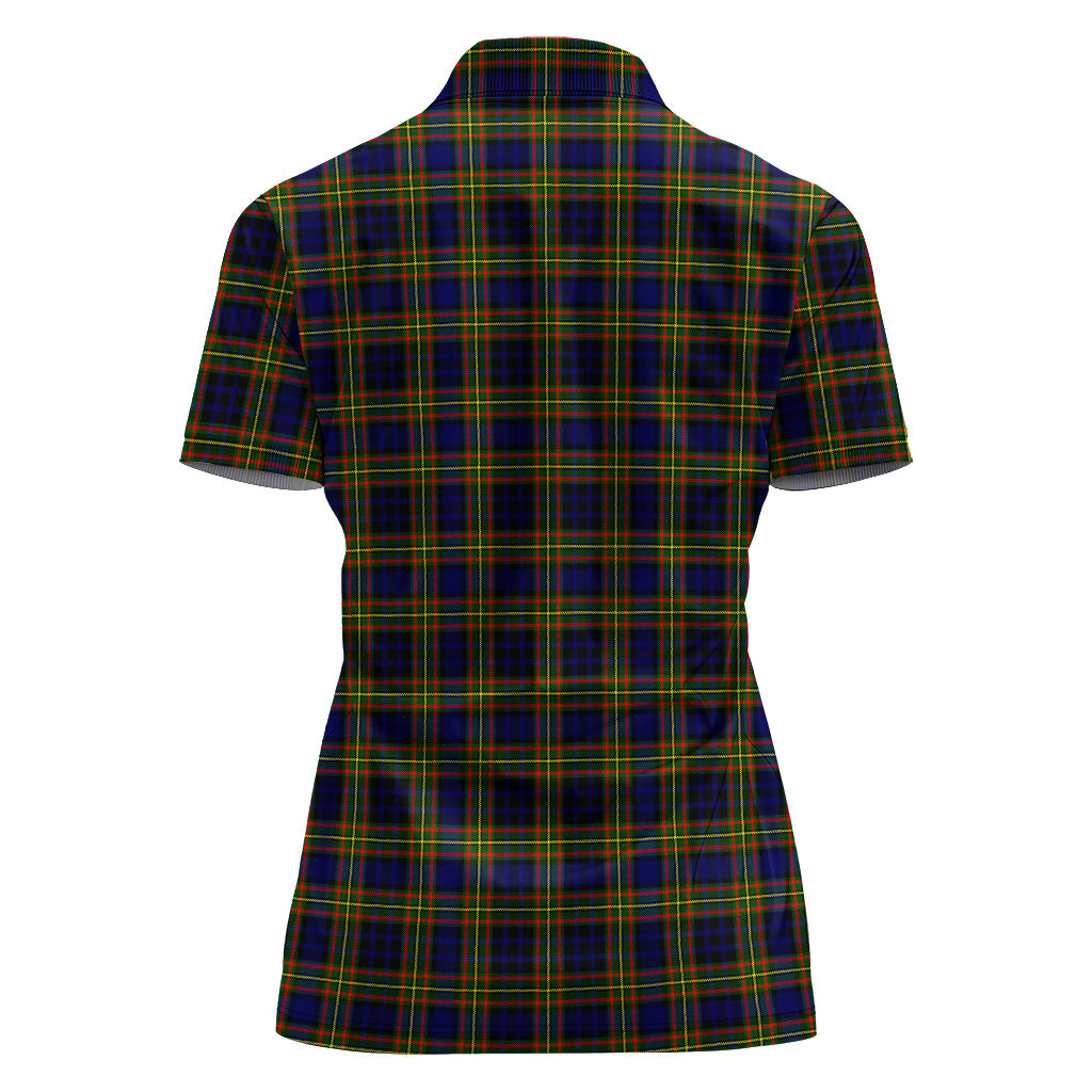 clelland-modern-tartan-polo-shirt-with-family-crest-for-women