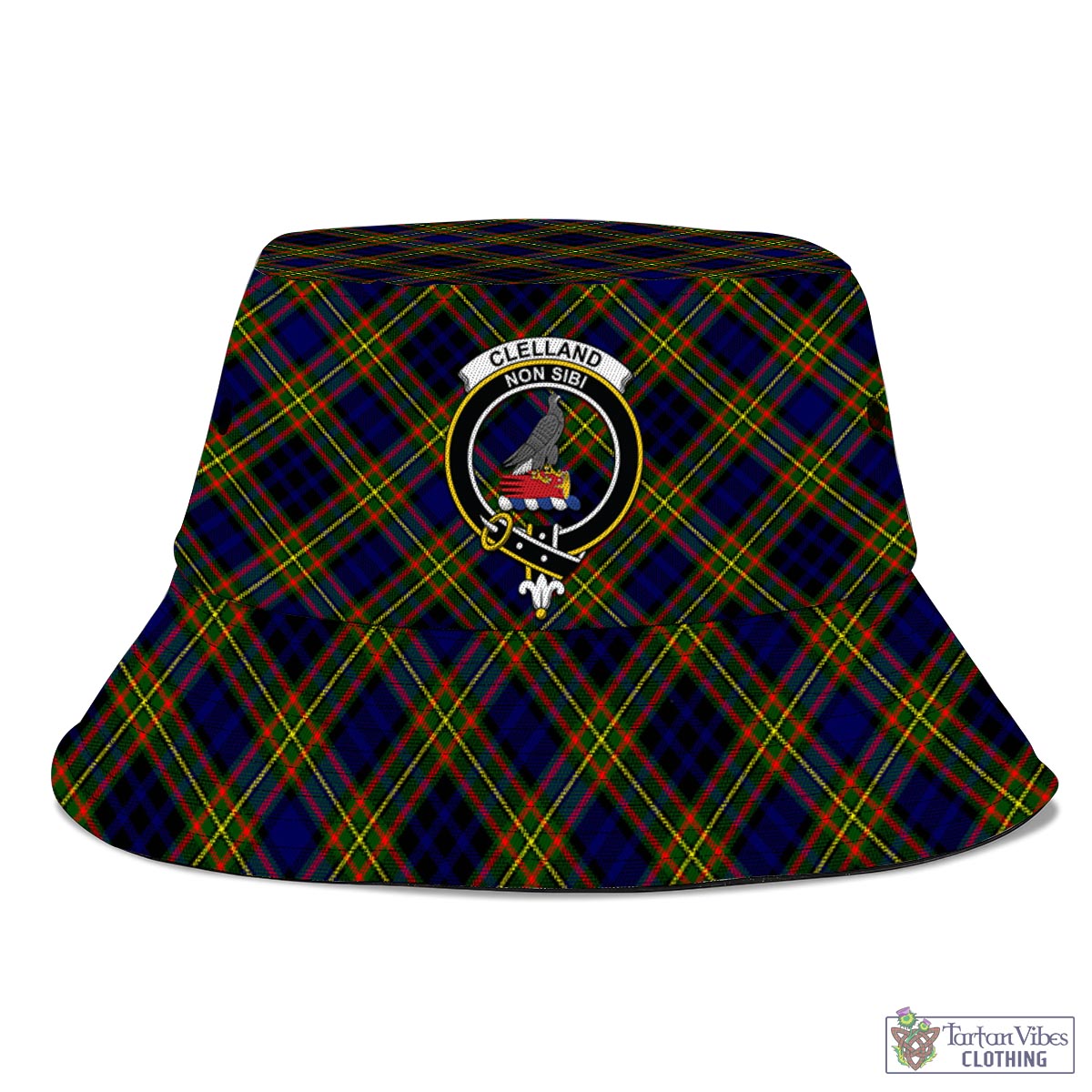 Tartan Vibes Clothing Clelland Modern Tartan Bucket Hat with Family Crest