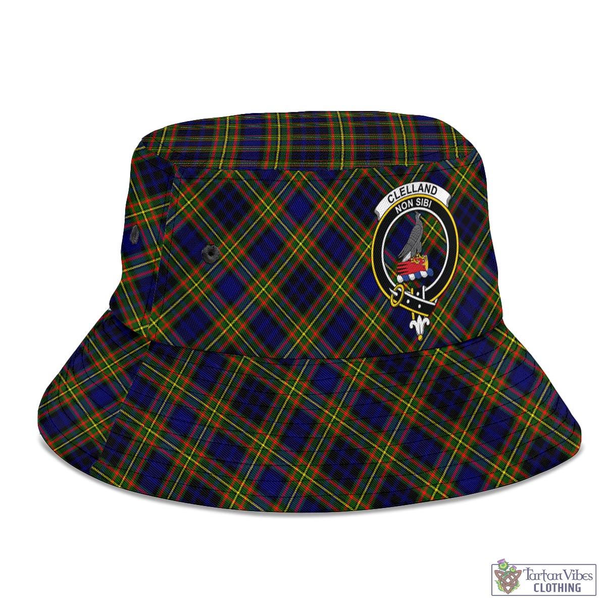 Tartan Vibes Clothing Clelland Modern Tartan Bucket Hat with Family Crest