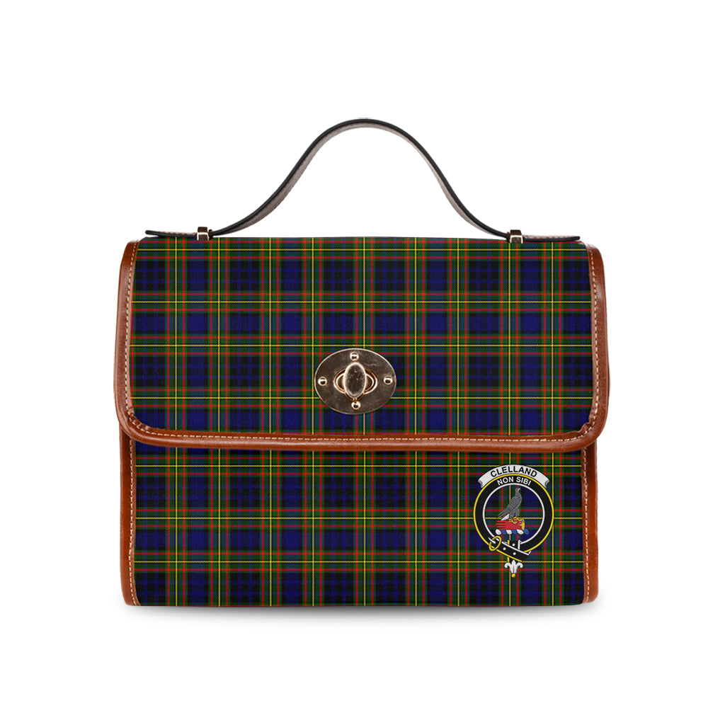 clelland-modern-tartan-leather-strap-waterproof-canvas-bag-with-family-crest