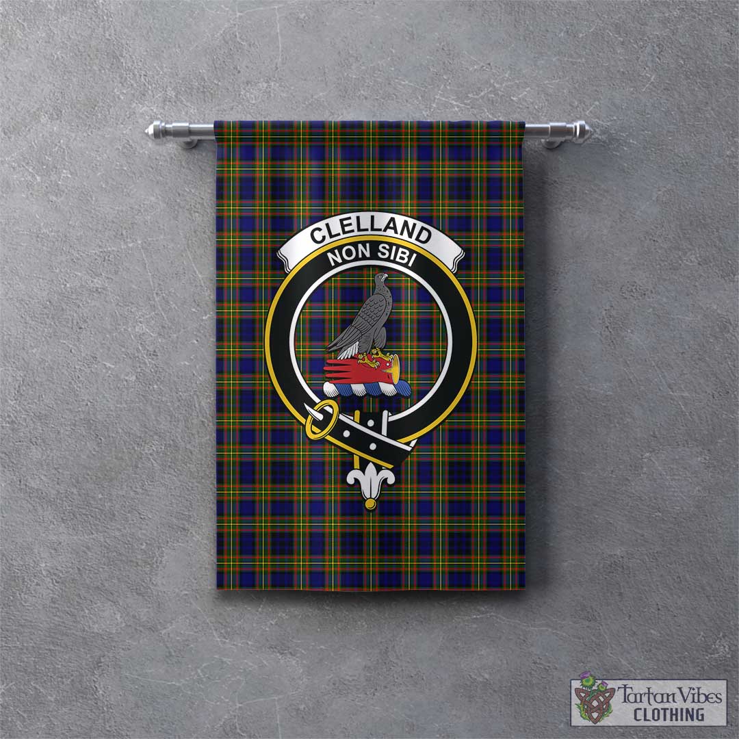 Tartan Vibes Clothing Clelland Modern Tartan Gonfalon, Tartan Banner with Family Crest