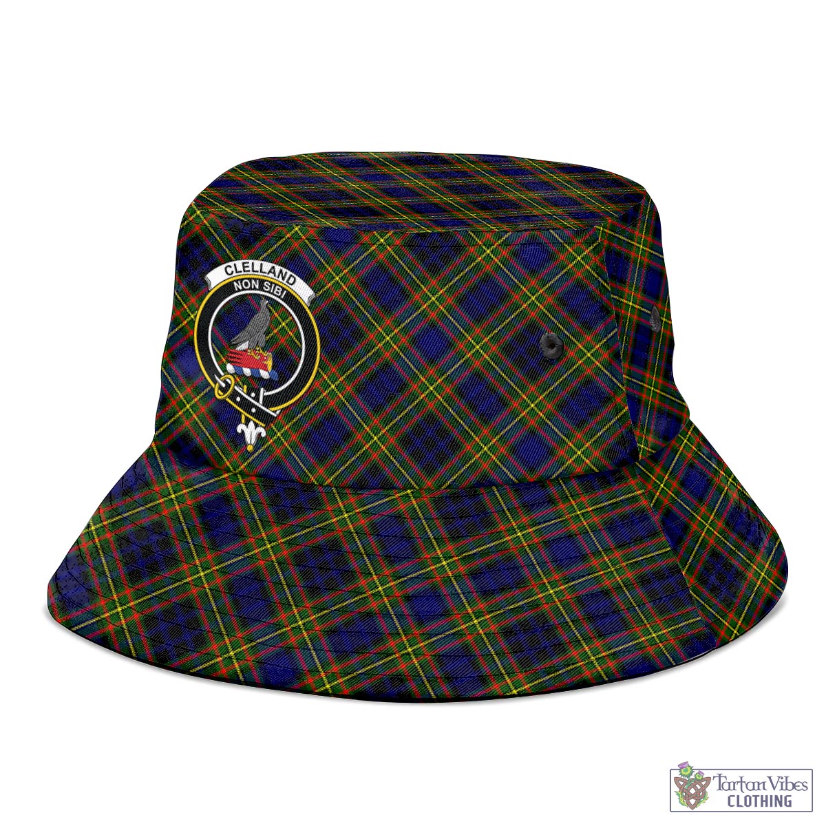 Tartan Vibes Clothing Clelland Modern Tartan Bucket Hat with Family Crest