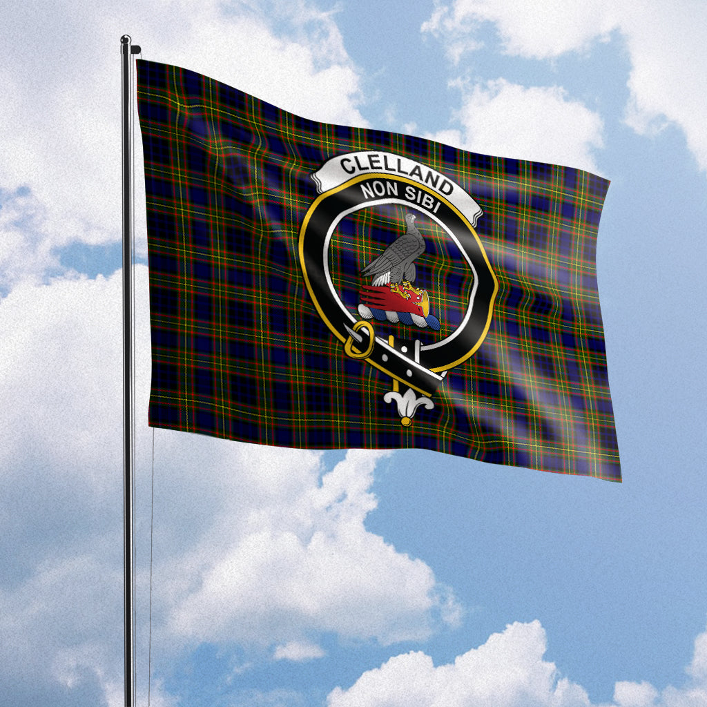 clelland-modern-tartan-flag-with-family-crest