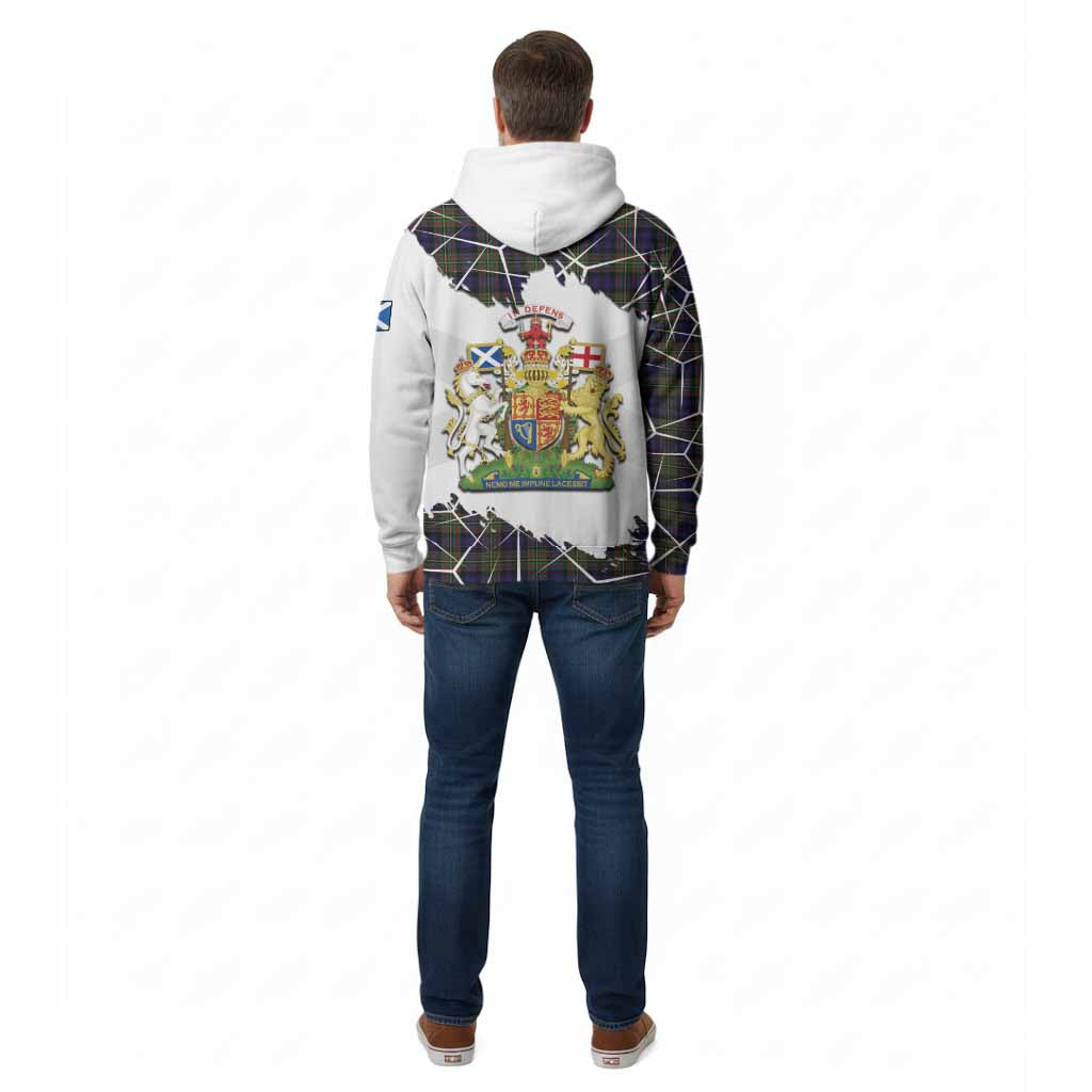 Clelland Tartan Cotton Hoodie with Family Crest and Lion Rampant Grunge Style