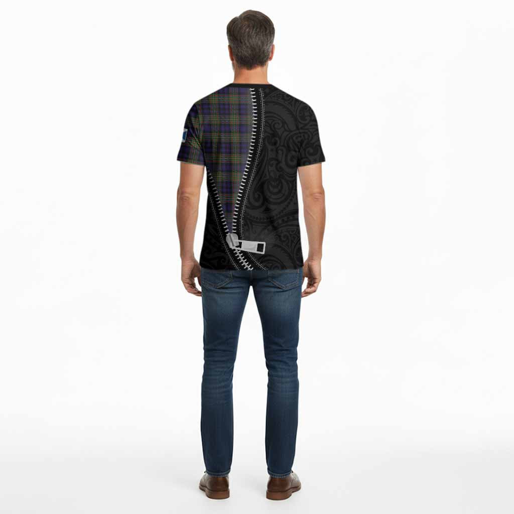 Clelland Tartan Cotton T-shirt New Zealand Pattern Unique Zipper Stylized