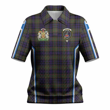 Clelland Tartan Crest Women’s Polo Sweater Top Scotland Coat of Arm Flag Style