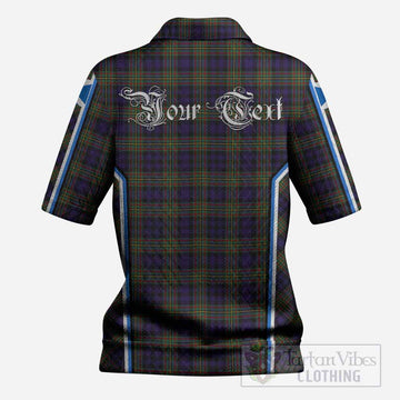 Clelland Tartan Crest Women’s Polo Sweater Top Scotland Coat of Arm Flag Style