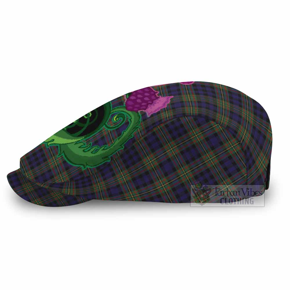 Clelland Tartan Flat Cap, Jeff Cap Traditional Scottish Thistle