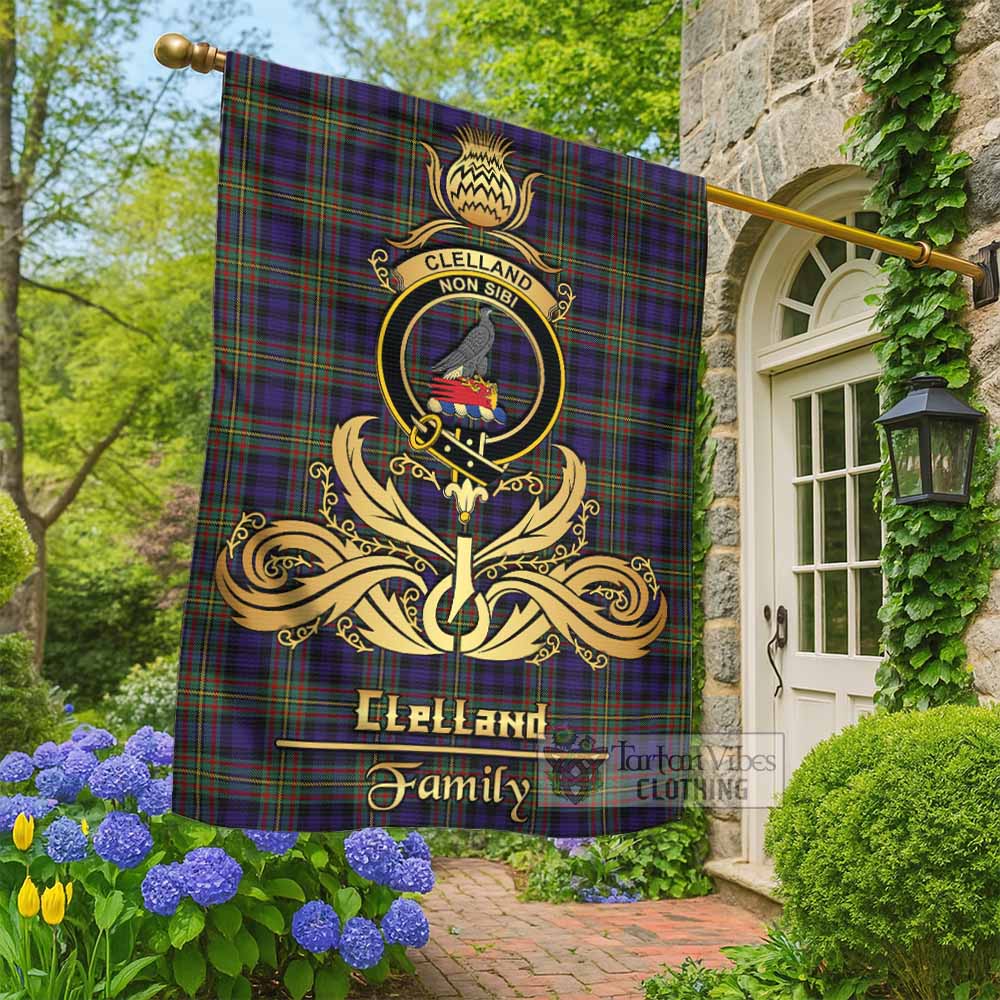 Clelland Tartan Garden Flag with Highland Thistle Cherish Family Crest Style - Tartan Vibes Clothing
