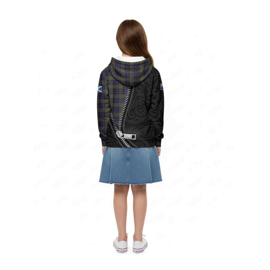 Clelland Tartan Kid Hoodie New Zealand Pattern Unique Zipper Stylized